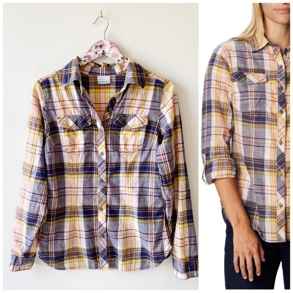 COLUMBIA Camp Henry Long Sleeve Plaid Button Shirt! Small Womens